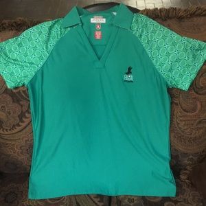 Antigua Green V-Neck Ladies Golf Polo sz M